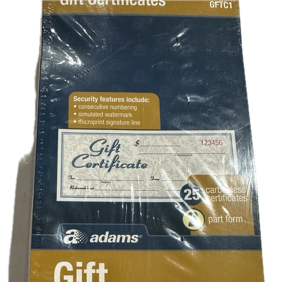 Adams Gift Certificates 2 Part Carbonless 25 with Envelopes - Picture 2 of 6